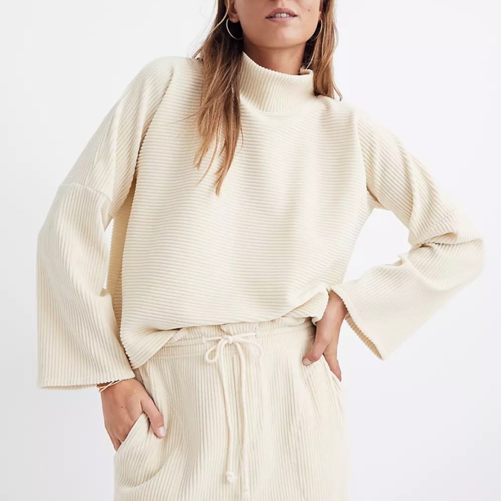 Madewell Texture & Thread Velour Corduroy Mockneck Top size XXS